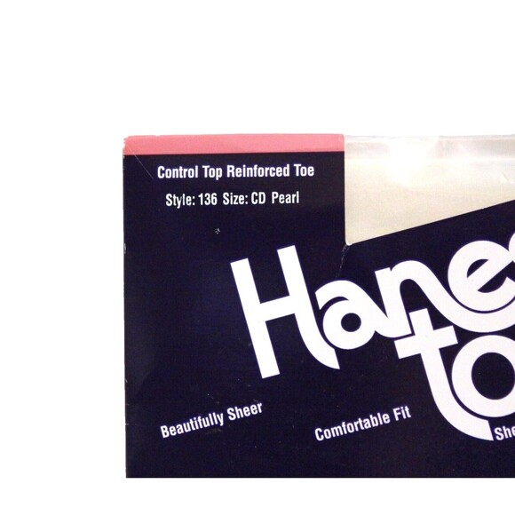 VTG Hanes too Pearl  Pantyhose Control Top Reinforced Toe  Size CD - Picture 1 of 3